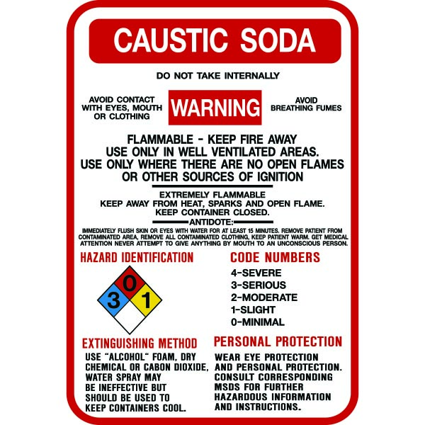 Caustic soda Chemical safety sign 