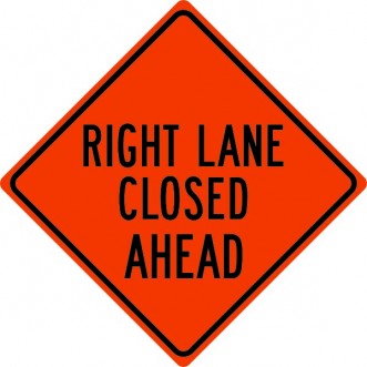 sign for right hand lane closed